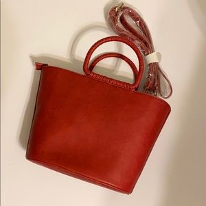 Anthropologie Faux Leather  Red Crossbody Purse